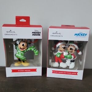 Hallmark Mickey Mouse And Minnie Mouse Holiday Ornaments